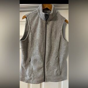 Columbia Women's Heather Gray Fleece Vest size LARGE full front zip